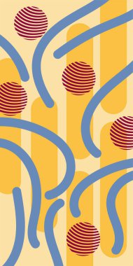 Çizgili soyut arkaplan sanatı, kıvrımlı çizgiler ve bazı geometrik şekil süslemeleri