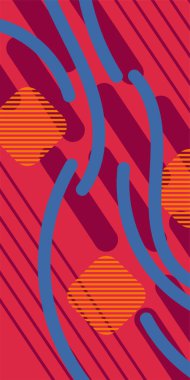 Çizgili soyut arkaplan sanatı, kıvrımlı çizgiler ve bazı geometrik şekil süslemeleri