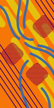 Çizgili soyut arkaplan sanatı, kıvrımlı çizgiler ve bazı geometrik şekil süslemeleri