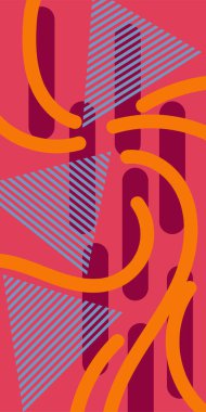 Çizgili soyut arkaplan sanatı, kıvrımlı çizgiler ve bazı geometrik şekil süslemeleri