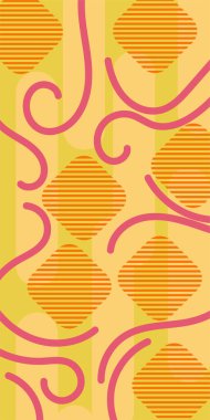 Çizgili soyut arkaplan sanatı, kıvrımlı çizgiler ve bazı geometrik şekil süslemeleri