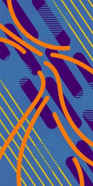 Çizgili soyut arkaplan sanatı, kıvrımlı çizgiler ve bazı geometrik şekil süslemeleri