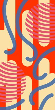 Çizgili soyut arkaplan sanatı, kıvrımlı çizgiler ve bazı geometrik şekil süslemeleri