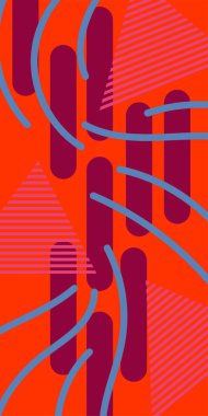 Çizgili soyut arkaplan sanatı, kıvrımlı çizgiler ve bazı geometrik şekil süslemeleri