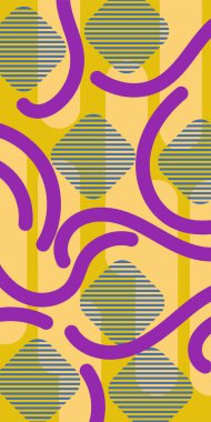 Çizgili soyut arkaplan sanatı, kıvrımlı çizgiler ve bazı geometrik şekil süslemeleri