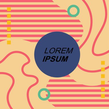 Çizgilerin soyut arka plan vektör sanatı ve geometrik şekil örtüsü. Dalgalı çizgiler üzerindeki geometrik süslemelerin soyut arkaplanı.