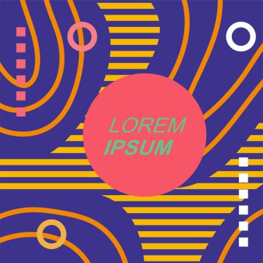 Çizgilerin soyut arka plan vektör sanatı ve geometrik şekil örtüsü. Dalgalı çizgiler üzerindeki geometrik süslemelerin soyut arkaplanı.