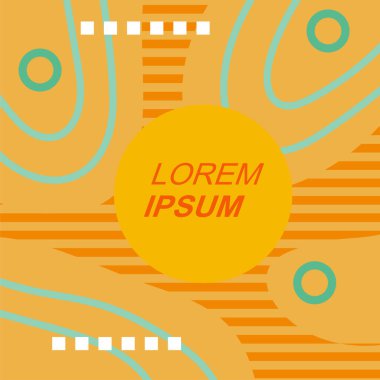 Çizgilerin soyut arka plan vektör sanatı ve geometrik şekil örtüsü. Dalgalı çizgiler üzerindeki geometrik süslemelerin soyut arkaplanı.