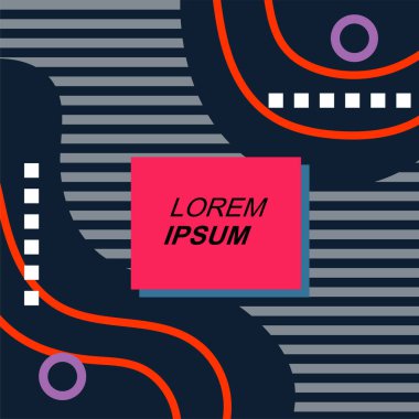 Çizgilerin soyut arka plan vektör sanatı ve geometrik şekil örtüsü. Dalgalı çizgiler üzerindeki geometrik süslemelerin soyut arkaplanı.