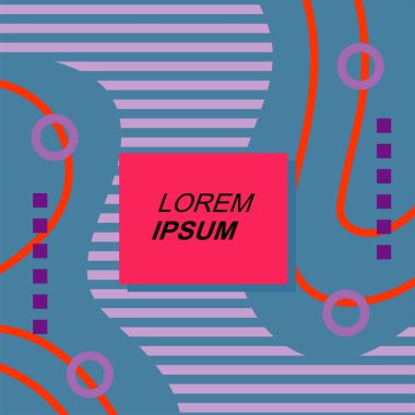 Çizgilerin soyut arka plan vektör sanatı ve geometrik şekil örtüsü. Dalgalı çizgiler üzerindeki geometrik süslemelerin soyut arkaplanı.