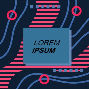 Çizgilerin soyut arka plan vektör sanatı ve geometrik şekil örtüsü. Dalgalı çizgiler üzerindeki geometrik süslemelerin soyut arkaplanı.