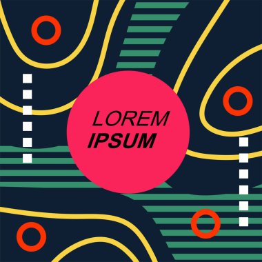 Çizgilerin soyut arka plan vektör sanatı ve geometrik şekil örtüsü. Dalgalı çizgiler üzerindeki geometrik süslemelerin soyut arkaplanı.