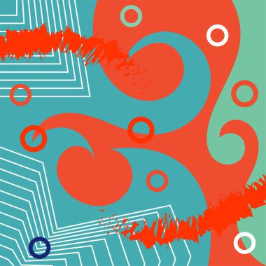 Soyut arka plan vektör sanatı dalgalı doku ve çizgiler ve geometrik şekil örtüsü. Dalgalı doku üzerindeki geometrik süslemelerin soyut arkaplanı.