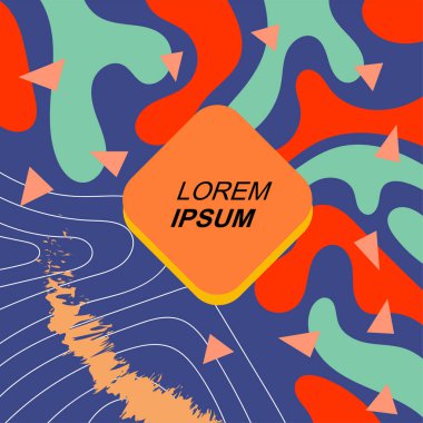 Soyut arka plan vektör sanatı dalgalı doku ve çizgiler ve geometrik şekil örtüsü. Dalgalı doku üzerindeki geometrik süslemelerin soyut arkaplanı.