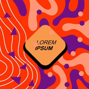 Soyut arka plan vektör sanatı dalgalı doku ve çizgiler ve geometrik şekil örtüsü. Dalgalı doku üzerindeki geometrik süslemelerin soyut arkaplanı.