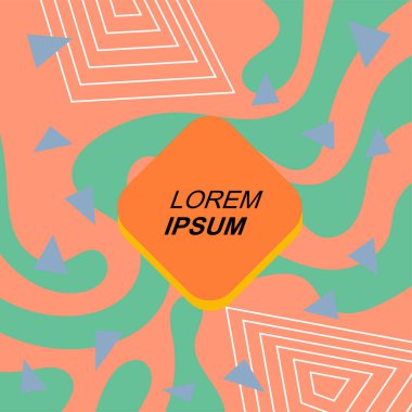 Soyut arka plan vektör sanatı dalgalı doku ve çizgiler ve geometrik şekil örtüsü. Dalgalı doku üzerindeki geometrik süslemelerin soyut arkaplanı.