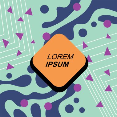 Soyut arka plan vektör sanatı dalgalı doku ve çizgiler ve geometrik şekil örtüsü. Dalgalı doku üzerindeki geometrik süslemelerin soyut arkaplanı.