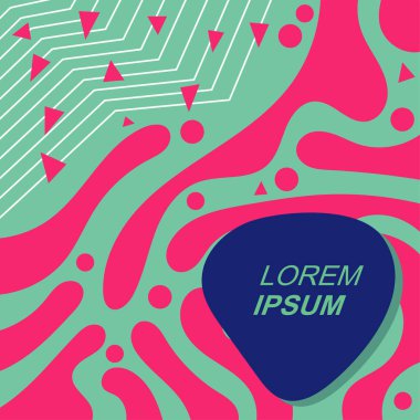 Soyut arka plan vektör sanatı dalgalı doku ve çizgiler ve geometrik şekil örtüsü. Dalgalı doku üzerindeki geometrik süslemelerin soyut arkaplanı.