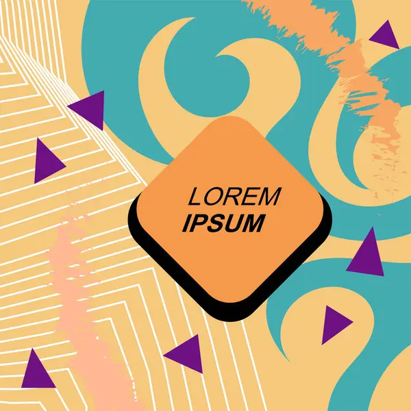 Soyut arka plan vektör sanatı dalgalı doku ve çizgiler ve geometrik şekil örtüsü. Dalgalı doku üzerindeki geometrik süslemelerin soyut arkaplanı.