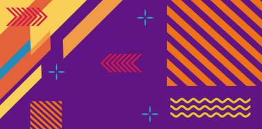 Modern Soyut Mozaik Geometrik Şekiller ve Süslü Vektör Tasarımı. Geometrik şekillerin mozaiğiyle soyut arkaplan.