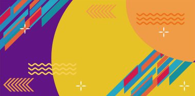 Modern Soyut Mozaik Geometrik Şekiller ve Süslü Vektör Tasarımı. Geometrik şekillerin mozaiğiyle soyut arkaplan.