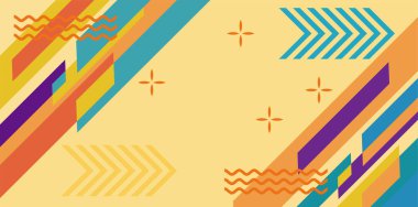 Modern Soyut Mozaik Geometrik Şekiller ve Süslü Vektör Tasarımı. Geometrik şekillerin mozaiğiyle soyut arkaplan.