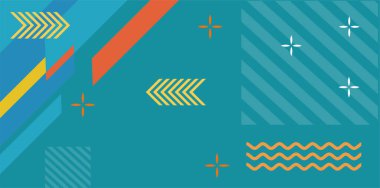 Modern Soyut Mozaik Geometrik Şekiller ve Süslü Vektör Tasarımı. Geometrik şekillerin mozaiğiyle soyut arkaplan.