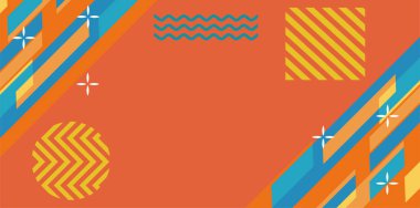 Modern Soyut Mozaik Geometrik Şekiller ve Süslü Vektör Tasarımı. Geometrik şekillerin mozaiğiyle soyut arkaplan.