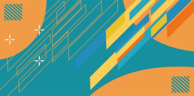 Modern Soyut Mozaik Geometrik Şekiller ve Süslü Vektör Tasarımı. Geometrik şekillerin mozaiğiyle soyut arkaplan.