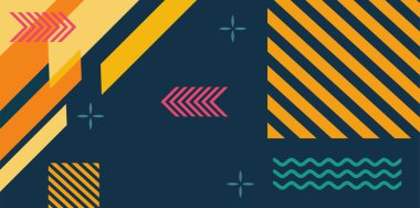 Modern Soyut Mozaik Geometrik Şekiller ve Süslü Vektör Tasarımı. Geometrik şekillerin mozaiğiyle soyut arkaplan.