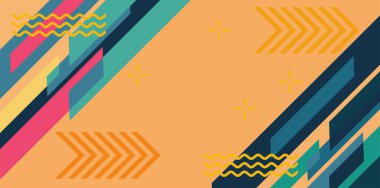 Modern Soyut Mozaik Geometrik Şekiller ve Süslü Vektör Tasarımı. Geometrik şekillerin mozaiğiyle soyut arkaplan.