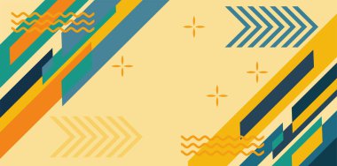 Modern Soyut Mozaik Geometrik Şekiller ve Süslü Vektör Tasarımı. Geometrik şekillerin mozaiğiyle soyut arkaplan.