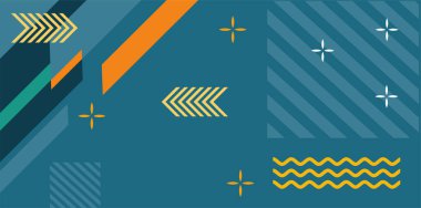 Modern Soyut Mozaik Geometrik Şekiller ve Süslü Vektör Tasarımı. Geometrik şekillerin mozaiğiyle soyut arkaplan.