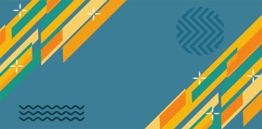 Modern Soyut Mozaik Geometrik Şekiller ve Süslü Vektör Tasarımı. Geometrik şekillerin mozaiğiyle soyut arkaplan.