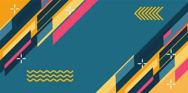 Modern Soyut Mozaik Geometrik Şekiller ve Süslü Vektör Tasarımı. Geometrik şekillerin mozaiğiyle soyut arkaplan.