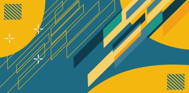 Modern Soyut Mozaik Geometrik Şekiller ve Süslü Vektör Tasarımı. Geometrik şekillerin mozaiğiyle soyut arkaplan.