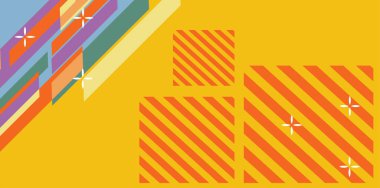 Modern Soyut Mozaik Geometrik Şekiller ve Süslü Vektör Tasarımı. Geometrik şekillerin mozaiğiyle soyut arkaplan.