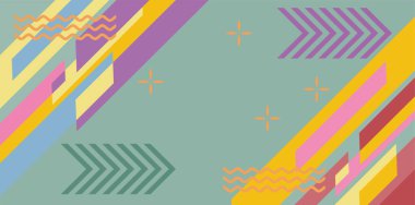 Modern Soyut Mozaik Geometrik Şekiller ve Süslü Vektör Tasarımı. Geometrik şekillerin mozaiğiyle soyut arkaplan.