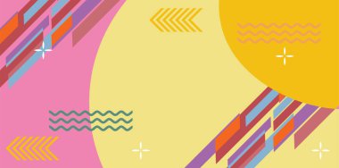 Modern Soyut Mozaik Geometrik Şekiller ve Süslü Vektör Tasarımı. Geometrik şekillerin mozaiğiyle soyut arkaplan.