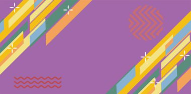 Modern Soyut Mozaik Geometrik Şekiller ve Süslü Vektör Tasarımı. Geometrik şekillerin mozaiğiyle soyut arkaplan.