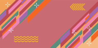 Modern Soyut Mozaik Geometrik Şekiller ve Süslü Vektör Tasarımı. Geometrik şekillerin mozaiğiyle soyut arkaplan.