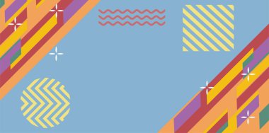 Modern Soyut Mozaik Geometrik Şekiller ve Süslü Vektör Tasarımı. Geometrik şekillerin mozaiğiyle soyut arkaplan.