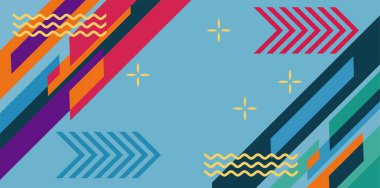 Modern Soyut Mozaik Geometrik Şekiller ve Süslü Vektör Tasarımı. Geometrik şekillerin mozaiğiyle soyut arkaplan.