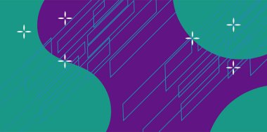 Modern Soyut Mozaik Geometrik Şekiller ve Süslü Vektör Tasarımı. Geometrik şekillerin mozaiğiyle soyut arkaplan.