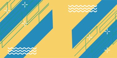 Modern Soyut Mozaik Geometrik Şekiller ve Süslü Vektör Tasarımı. Geometrik şekillerin mozaiğiyle soyut arkaplan.