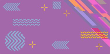 Modern Soyut Mozaik Geometrik Şekiller ve Süslü Vektör Tasarımı. Geometrik şekillerin mozaiğiyle soyut arkaplan.