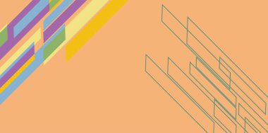 Modern Soyut Mozaik Geometrik Şekiller ve Süslü Vektör Tasarımı. Geometrik şekillerin mozaiğiyle soyut arkaplan.