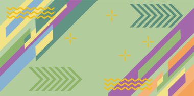 Modern Soyut Mozaik Geometrik Şekiller ve Süslü Vektör Tasarımı. Geometrik şekillerin mozaiğiyle soyut arkaplan.