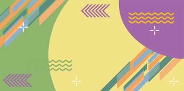 Modern Soyut Mozaik Geometrik Şekiller ve Süslü Vektör Tasarımı. Geometrik şekillerin mozaiğiyle soyut arkaplan.