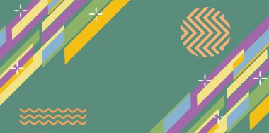 Modern Soyut Mozaik Geometrik Şekiller ve Süslü Vektör Tasarımı. Geometrik şekillerin mozaiğiyle soyut arkaplan.